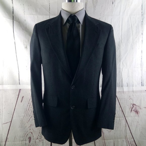 Burgess Other - Burgess & Hill 37R Wool Mens 2 Button Charcoal Gray Striped Suit Blazer Jacket